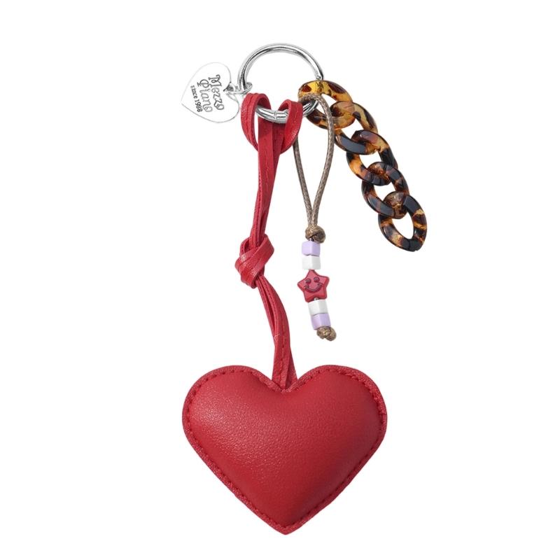 Braided PU Leather Cord Keychain With Mushroom/Heart Charm Elegant Metal Accessory For Bags Backpacks Gifts