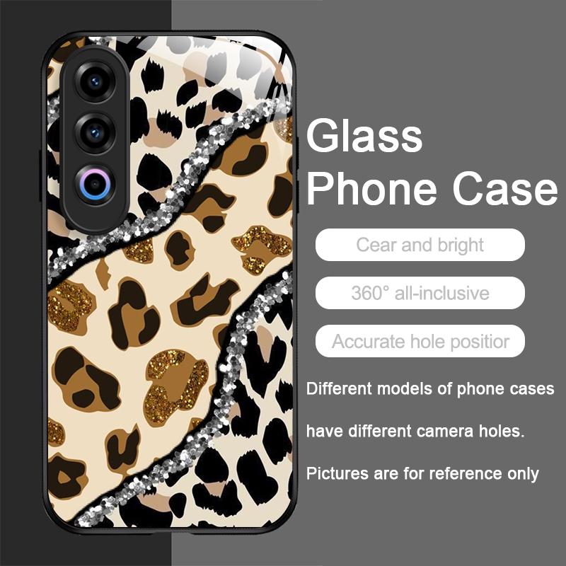 

Artistic Leopard Print Cherry Red Lips Tempered Glass Phone Case for OnePlus 13R 12 11 10Pro ACE2 ACE3 Nord CE 4 3 2 Lite Cover OnePlus Nord 2 5G