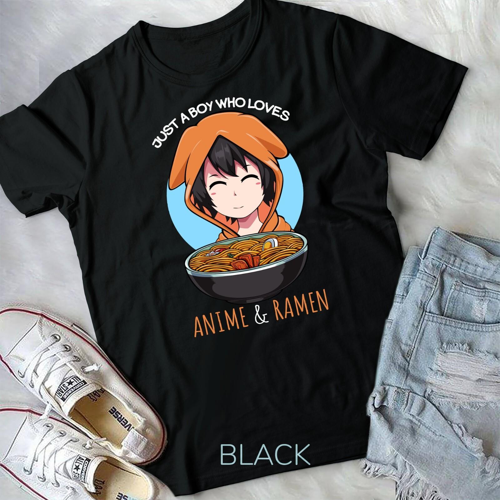 Boy Who Loves Anime And Ramen Cute Sweet Kawaii Foodie Fun Unisex T-shirt S