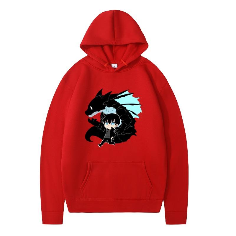 New Fashionable Hooded Sweatshirt Boys Black Dragon Printed Long Sleeved Jacket Warm Loose Winter Hoodie