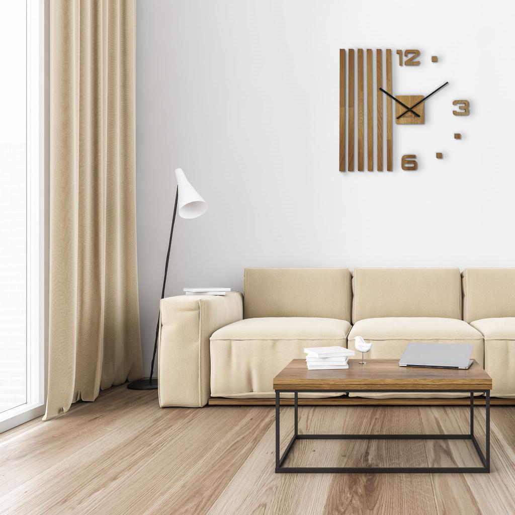 Wooden wall clock, oak lamellas, 60cm
