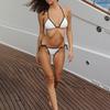 Set Bikini Damă Slip cu Legături Laterale Reglabile și Top cu Gât Halter Elastic Respirabil Confortabil Îmbrăcăminte de Plajă pentru Vară