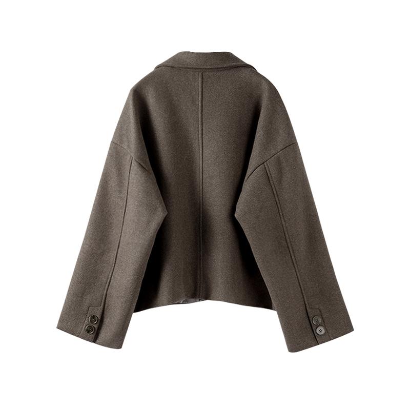 Fashion Short Women Coats Thick Lapel Double Breasted Long Sleeve Pocket Blazer Jackets Female Autumn Lady Outwear