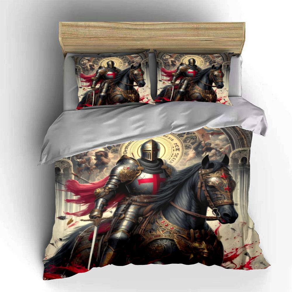 "Knight Artwork Decor Set" Soft Skin-Friendly Bedding Set Includes 1 Duvet Cover And 2 Pillowcase Gift