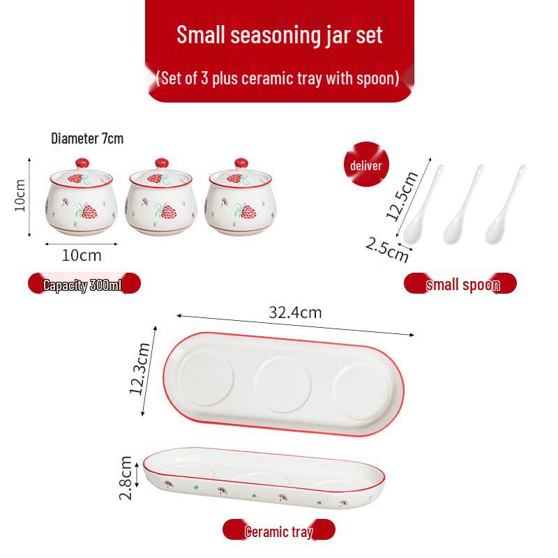 ZISIZ Strawberry Ceramic Seasoning Jars Set