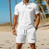 Pánský 2dílný set v business stylu - Košile s krátkým rukávem a šortky, Kompletní outfit, Letní móda, Ležérní, Sportovní a Golfové oblečení