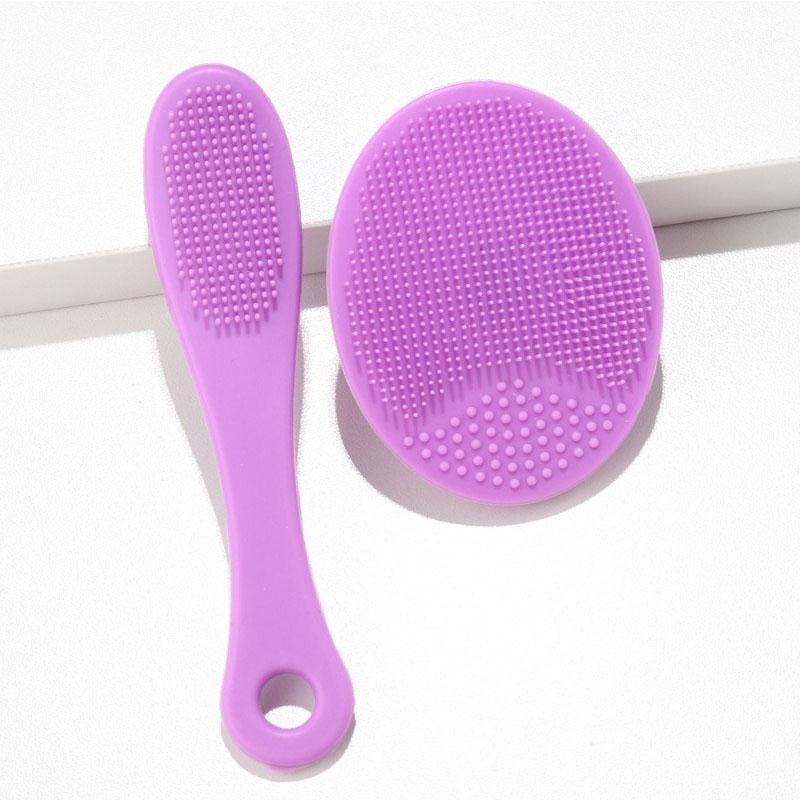 New 2pcs Face Massage Brush Silicone Face Scrubber Pore Cleaner Skin Care Brush Cleansing Face Brush XLS01
