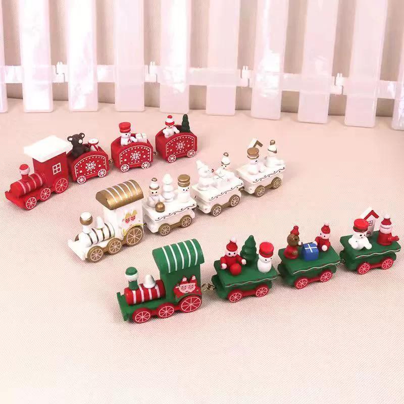 Lovely Christmas Decoration for Home Little Train Wooden Train Decor Christmas Ornaments New Year Supplies