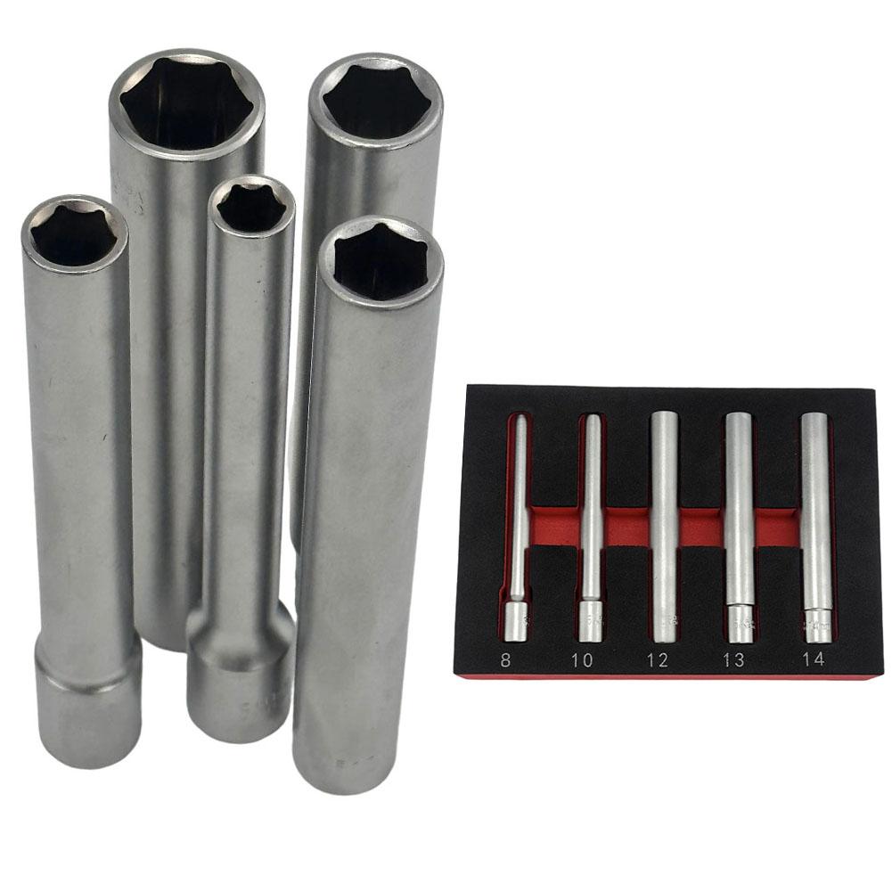 12 Point Socket Hex Socket Head Uniform Square Hole 120mm Length 5pcs Set Electric Wrench Adapter 3 8 Inch Drive Adapter 8mm
