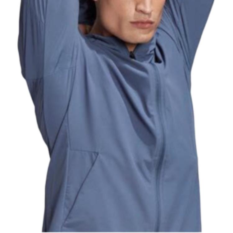 Adidas Striped Comfortable Zip-Up Hooded Long Sleeve Jacket Men Jacket Blue FJ6583