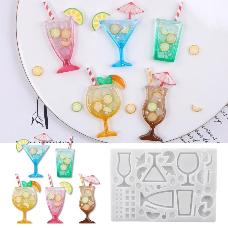 Creative Silicone Mold for Glitter Cocktail Drink Theme Art Handmade Jewelry Crafting Present for Special Occasions
