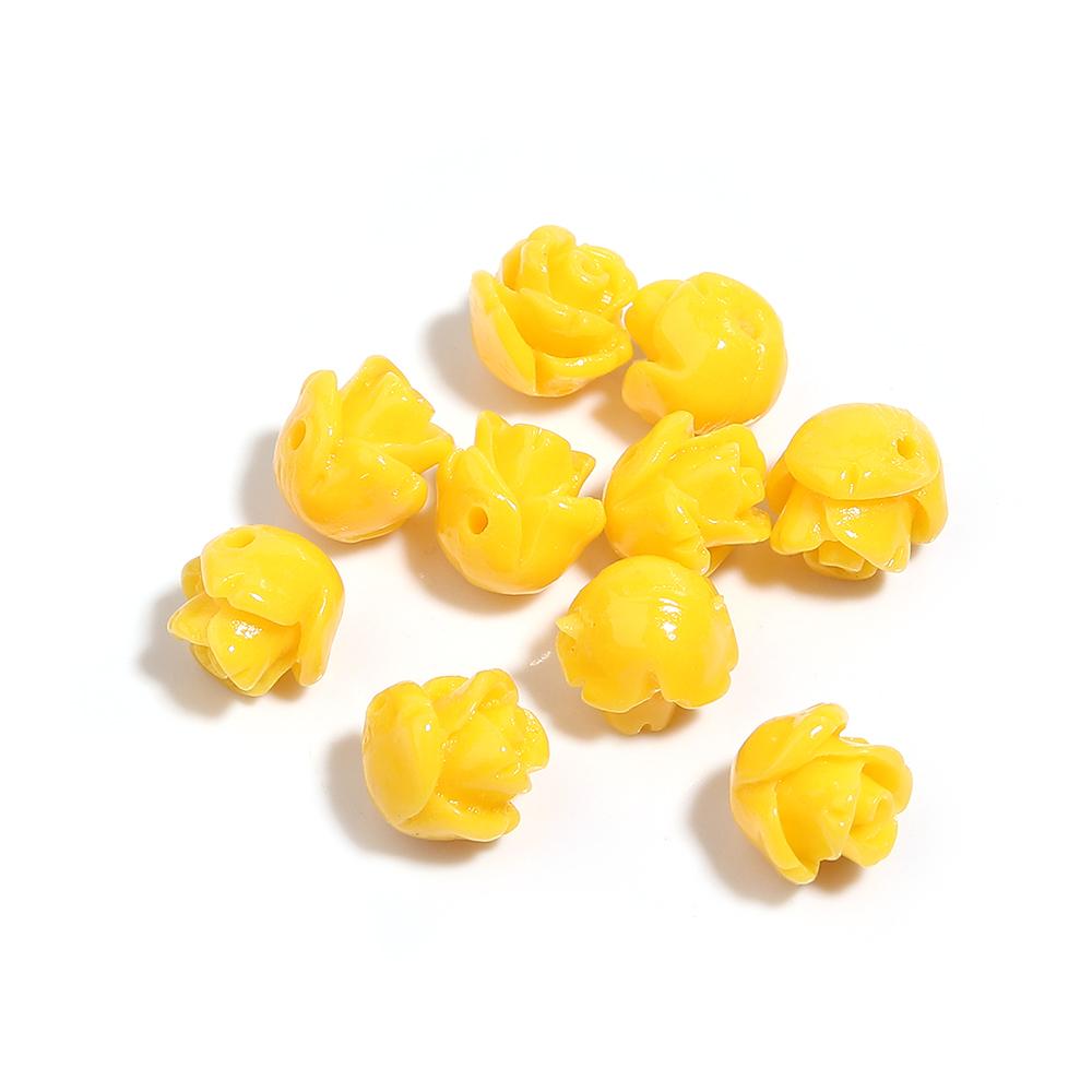 10Pcs/Lot Resin Beads 6 8 10 12 15mm Colorful Rose Shape Hole Size 1.5mm Beads For Charm Jewelry Making Diy Bracelet Necklace