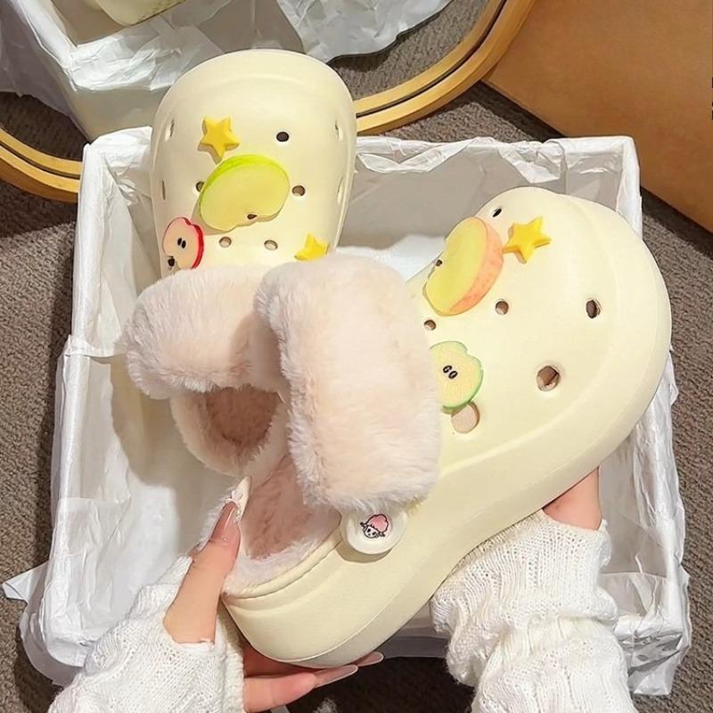 Thick-soled Anti-slip Cotton Flip-flops for Autumn and Winter, New Cute Shoes for Girls