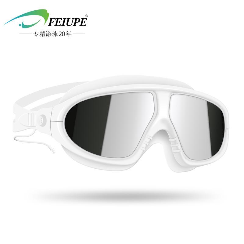 

High-definition anti-fog waterproof swimming goggles with large frame Women s swimming goggles with earplugs, men s diving equipment белый