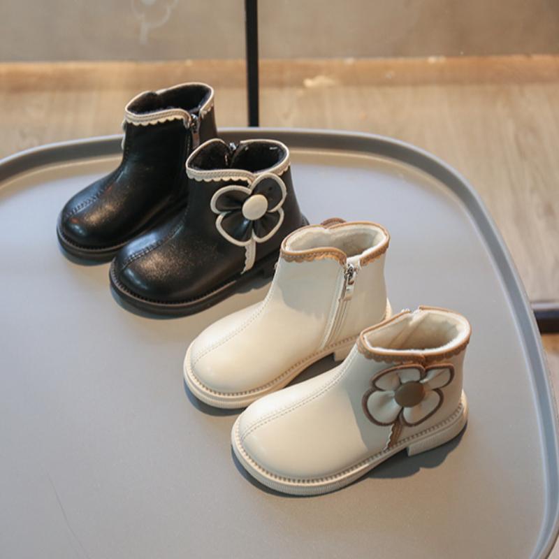 Girls' Velvet Cotton Boots Autumn and Winter Children's Warm Short Boots Girls Boots