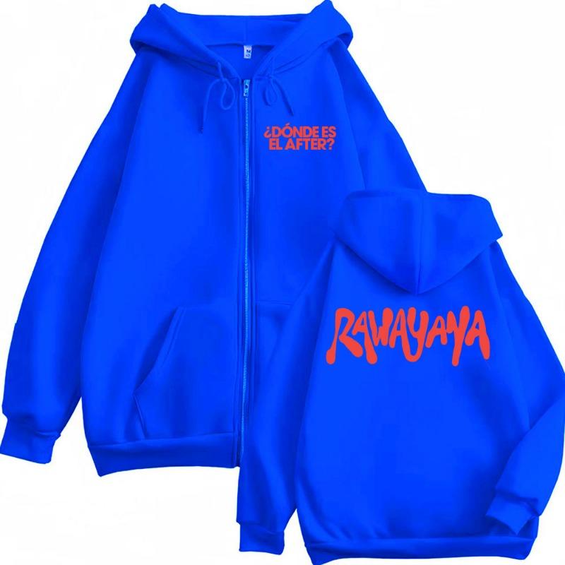 Rawayana Donde Es El After Album Logo Reißverschluss Kapuzenpullover Herren Hip Hop High Street Sweatshirt Jacke Lässig Fleece Reißverschluss Kapuzenpullover Mantel