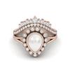 925 Sterling Silver Rose Vermeil 1.99 Cts Pear Shape Pearl Solitaire Tiara Crown Women Wedding Ring