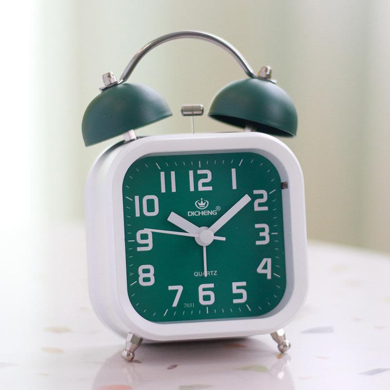 Nordic Style Fashionable and Simple Creativity Metal Ringing Alarm Clock Mute Alarm Clock Student Bedroom Luminous Clock Watch