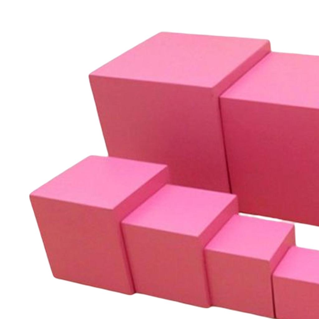 Montessori Learning Pink Tower Practical Skills Developing Educational Toy for Toddler Age3+