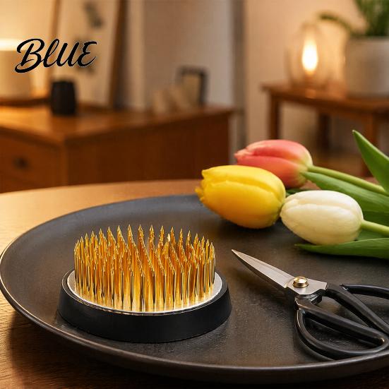 Floral Stem Organizer with Fixing for Stainless Arrangement Flower Frog Steel Pins Tool Rubber Base Arranging Ikebana Moribana Vases