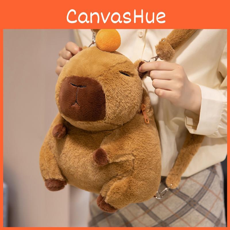 Plush Child Capybara Backpack With Adjustable Straps Leisure Outdoor Bag Storage