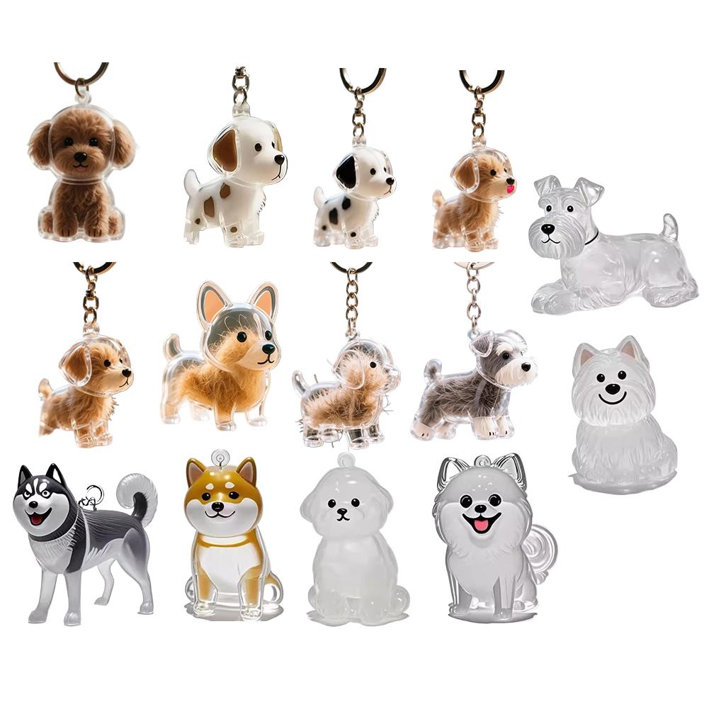Dog Hair Storage Cute Pendant Keychain Bag Pendant Collection Capsule Cartoon Dog Hair Storage A7K5