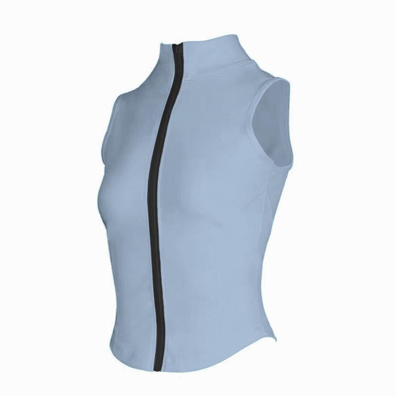 Stand-Collar Slim-Fit Fingerless Yoga Jacket - Long-Sleeve, Elastic, Zippered Running Wear