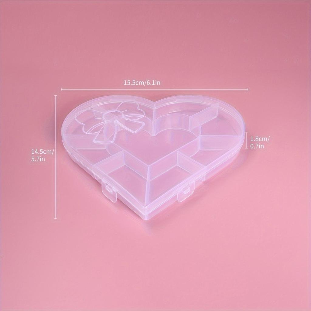 2pcs Heart Design Clear Nail Art Decoration Storage Box Jewelry Storage Box For Jewelry Organization