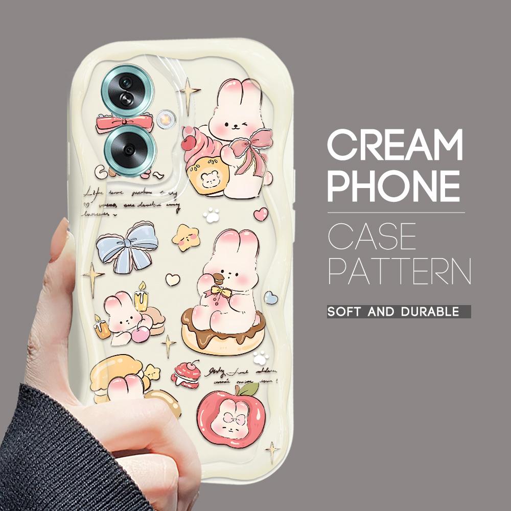 

Милый мультяшный узор, кремовая текстура, мягкий силиконовый чехол с волнистыми краями, чехол для телефона для OPPO Reno Realme Realme C11 2021 белый