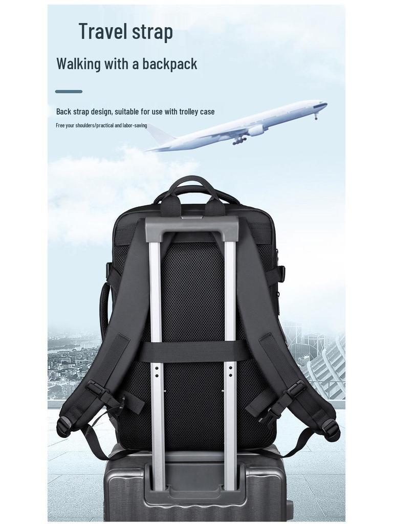 High-End Leather Film Water-Repellent Business Backpack with Large Capacity