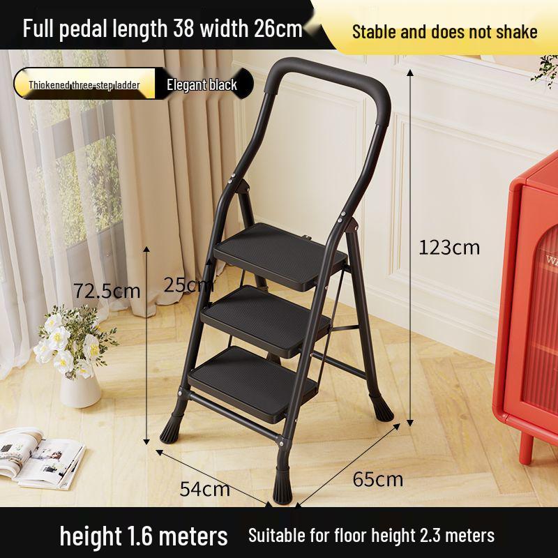 Multi-functional Indoor Folding Ladder with Handrails and Widened Pedals - Four to Five Steps for Home and Dorm Use