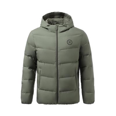 Li Ning Wade Series Einfarbige Langarm-Daunenjacke mit Reißverschluss und Kapuze für Herren Oberbekleidung Lantao-Grün AYMR129-4