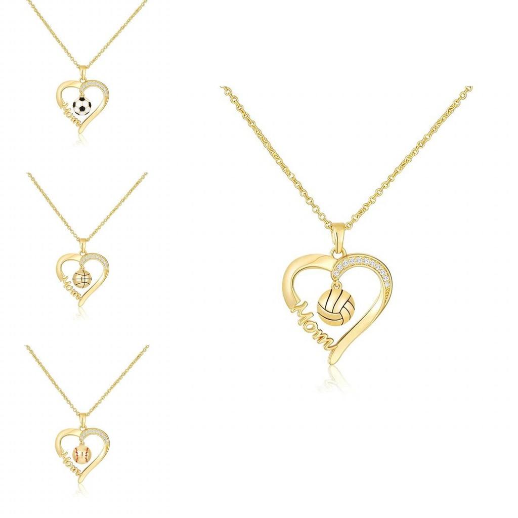 Soccer Necklace Heart Shape Jewelry For Mothers Day Gift Women Fashion