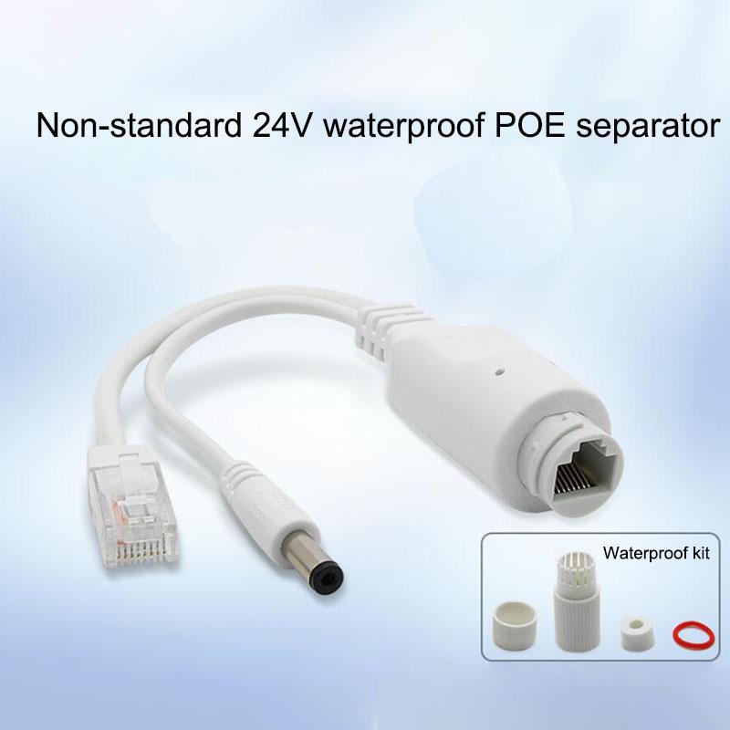 Weißer 48 V auf 12 V, 24 V auf 12 V, wasserdichter POE-Splitter, Adapterkabel, Stromversorgungsmodul-Injektor für RJ45-Kabel, CCTV-IP-Kamera
