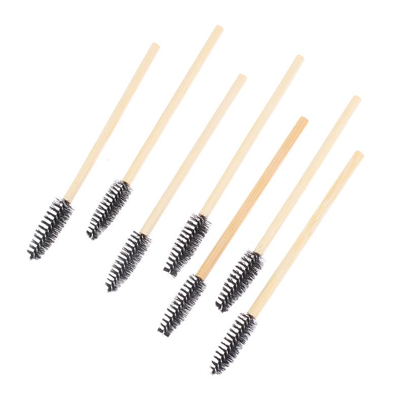 50Pcs Bamboo Handle Eyelash Brush Makeup Brush Eyelash Extension Eyebrow Brush
