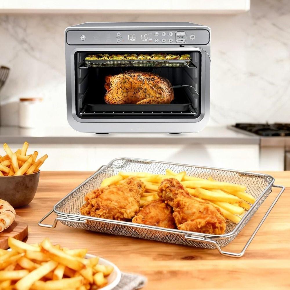 304 Stainless Steel Air Fryer Baking Net Dishwasher Safe Oven Crisper Tray Kitchen