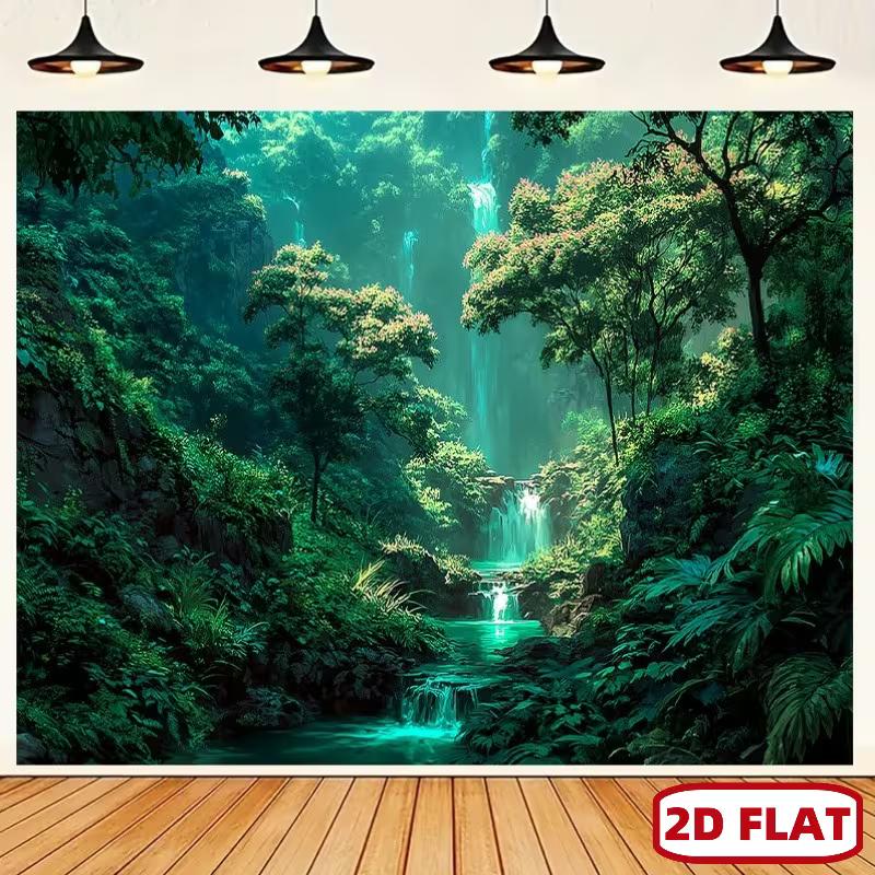 2D Magical Jungle Backdrop for Live Stream & Aesthetic Home Wall Decor