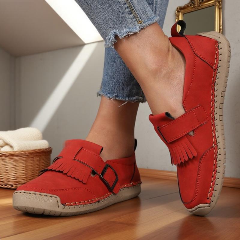 Damen Braune Slipper Design Fransen Schnalle Trendige Damen Slipper Weiches Kunstleder Bequeme Passform Sneakers Damen