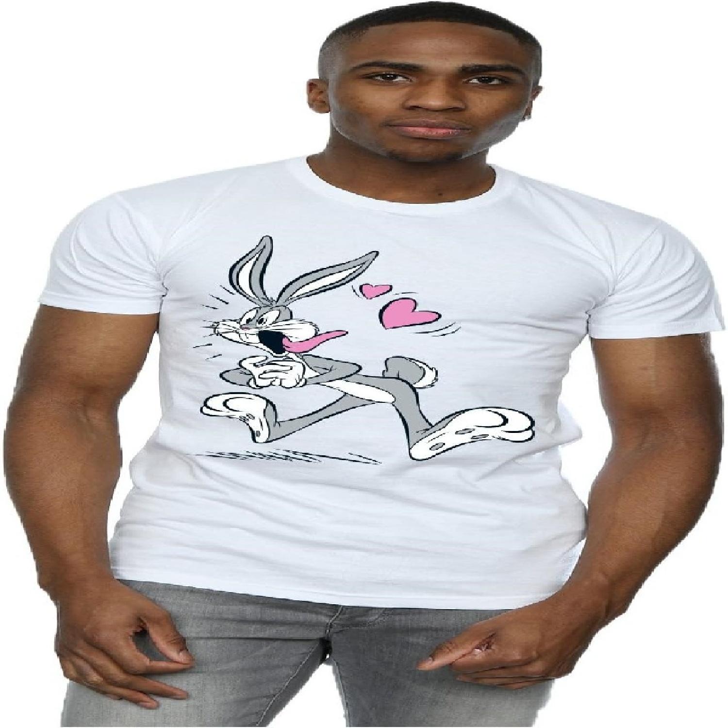 Мужская футболка Looney Tunes с Багзом Банни влюбленным Белый Средний S белый