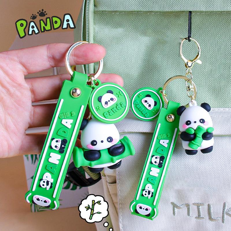 Novelty Creative Cute Panda Keychain Pendant  Funny Car Keyring Exquisite Kawaii Backpack Decoration Accessories Gifts
