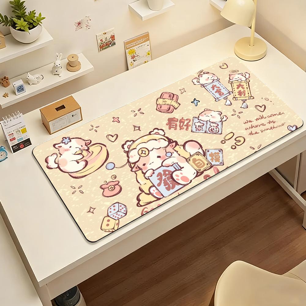 Antislip Gaming Mouse Pad Stitched Edge Desk Mat Large Size Cartoon Cat Design with Hearts Keyboard Pad for Gamers