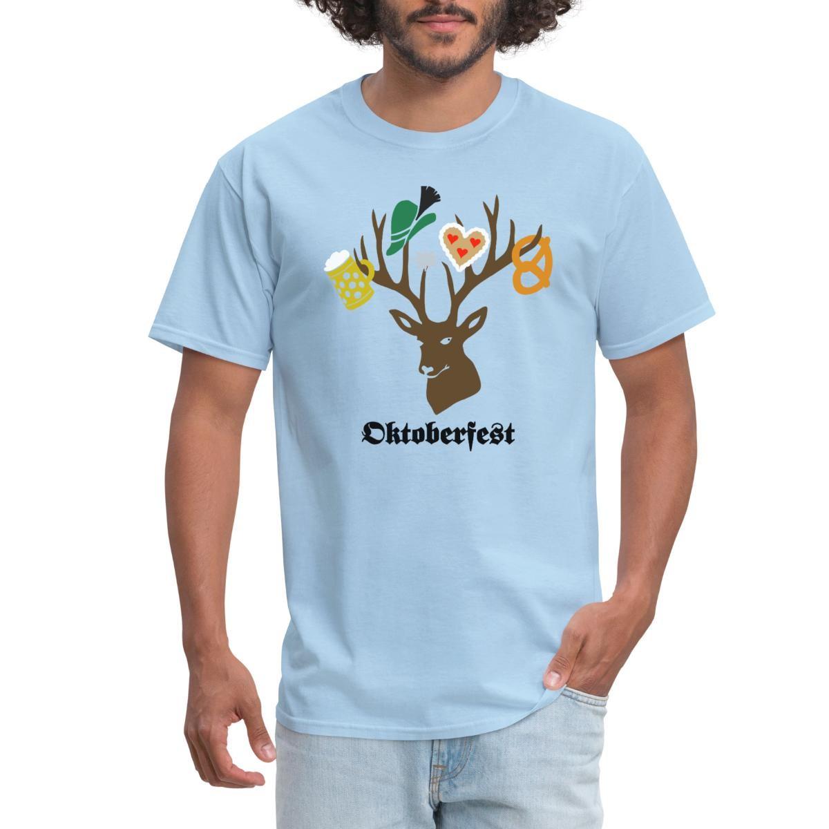 Oktoberfest Stag With Beer Pretzel Men s T-Shirt S