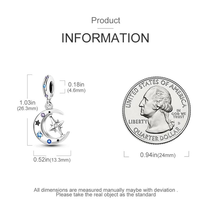 Charm Copper Mysterious Starry Sky Moon Star Bead Fits Charm Plata Genuine Bracelets Bead Women Jewelry Crafting