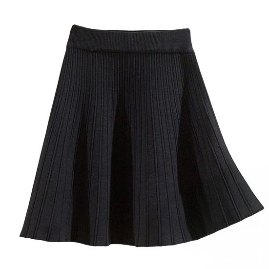 

Yousheng Skater Skirt Solid Color High Waist Women A-Line Skirt Large Hem Design Autumn Winter Mini Skirt Daily Wear чорний