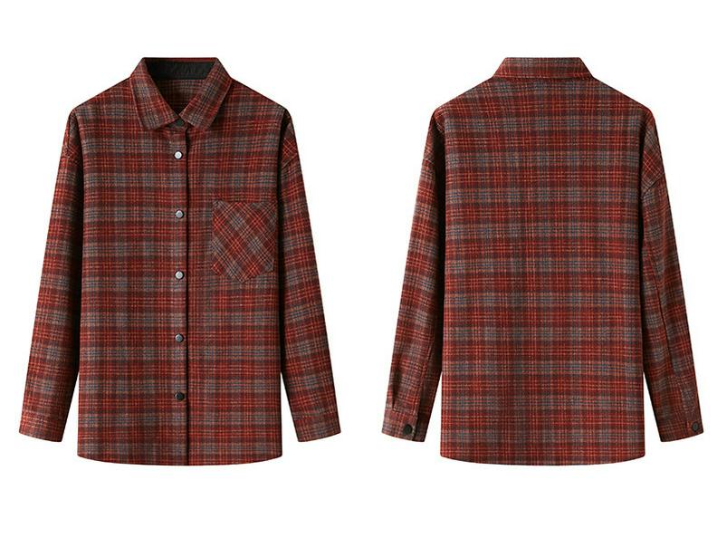 Women's Brushed Plaid Long Sleeve Shirt - Thickened & Warm, 2025 Autumn/Winter Collection