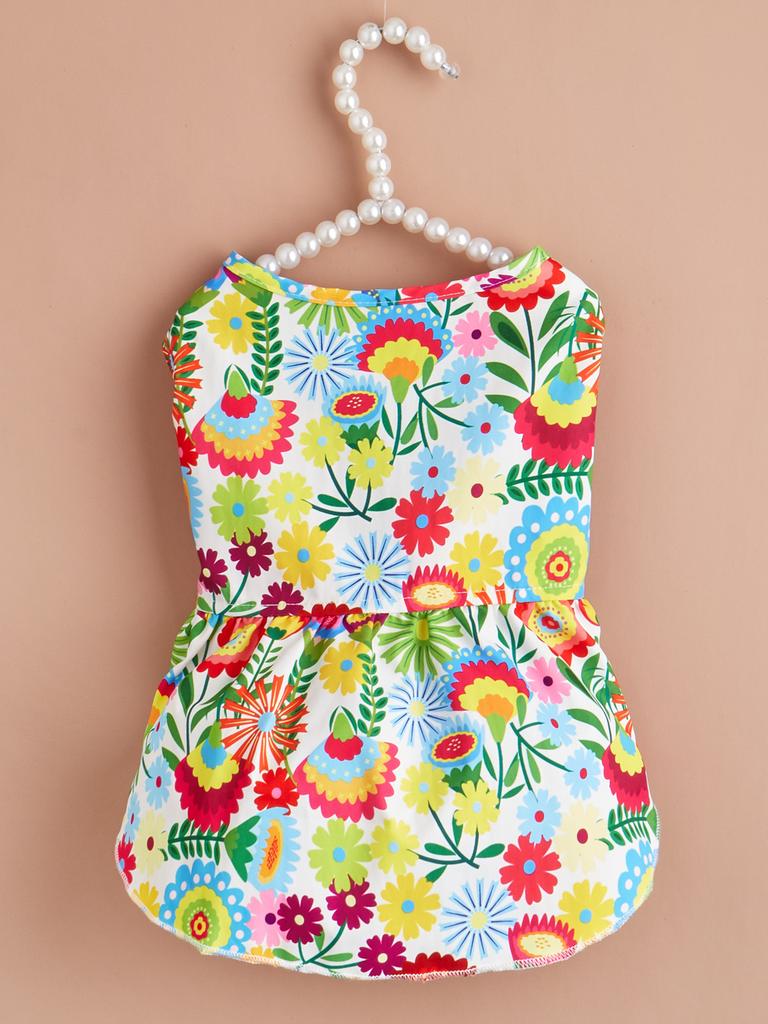 Floral Print Dog Dress Cute Cat Puppy Dress Cat Skirt Tutu Chihuahua Teddy Pomeranian Dress for Small Medium Large Cats Dogs Kit