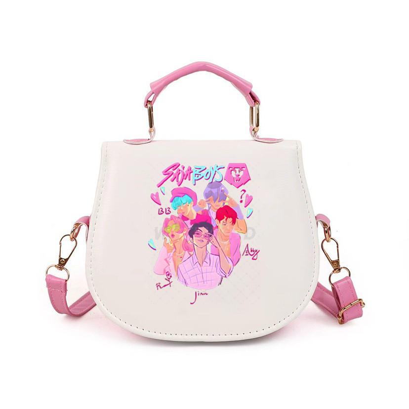 Kids Girls Kpop Rumi Zoey Mira Printed Student Lightweight Crossbody Bag Casual PU Shoulder Bags