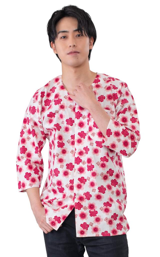 Koiguchi Made In Japan [Ai Ai] Shirt, 100% Cotton, (Ozakura (Pink), L)