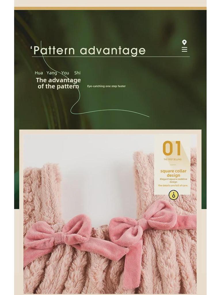 Women's Long Sleeve Fleece Nightdress - Warm, Over-the-Knee, Thick Plus Velvet Flannel, Large Size.