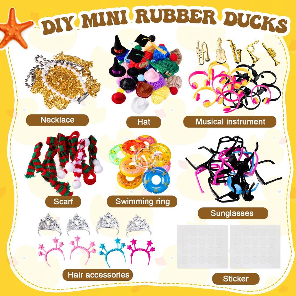 50 Sets Rubber Duck Cute Rubber Duck Bath Party Toys Bathtub Toys Shower Car Dashboard Decorations With Mini Sunglasses Swim